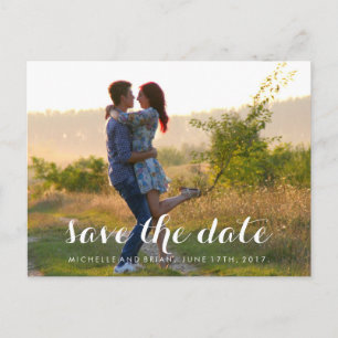 Modern Cursive Save the Date Photo Design Announcement Postcard