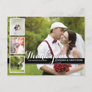 Modern Cursive Wedding Photo Thank You Postcard