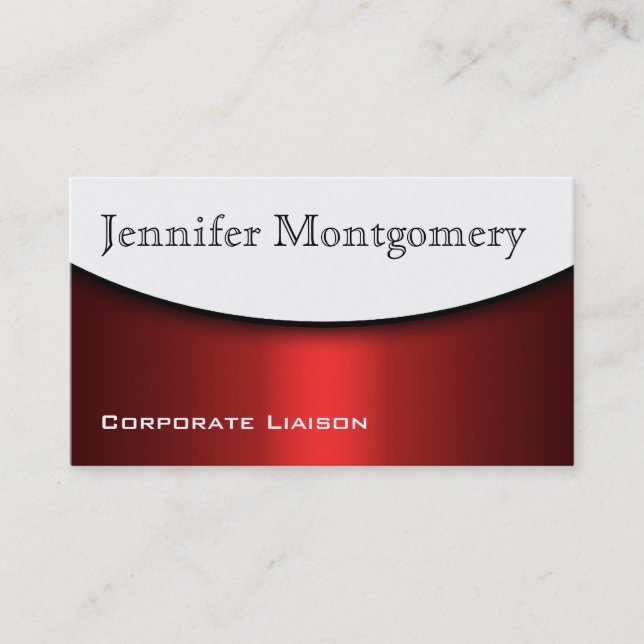 Modern Curve Red Black & White Business Cards (Front)