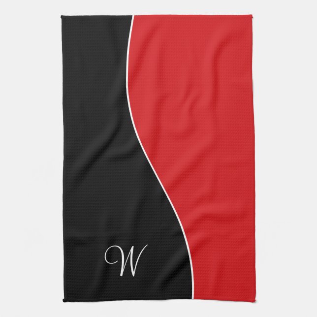 Modern Curves Contemporary Style Personalised Tea Towel (Vertical)