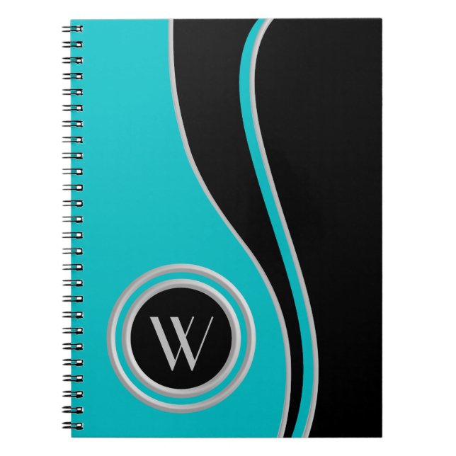 Modern Curves Duo Tone Monogrammed Notebook (Front)