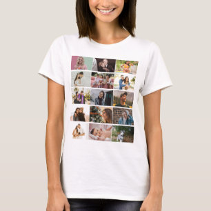 Modern Custom 12 Photo Collage Family Personalised T-Shirt