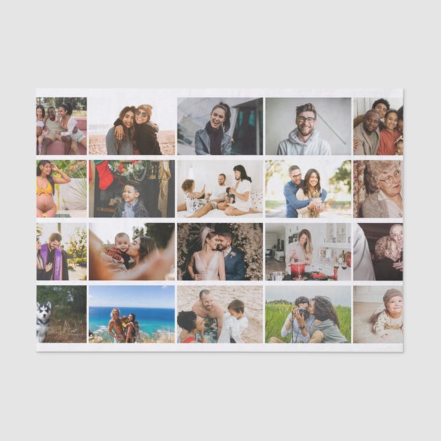 Modern Custom 12 Photo Collage Family Personalised Tissue Paper (Front)