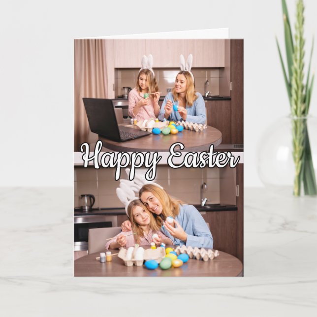 Modern Custom 2-photo Family Easter Holiday Card (Front)