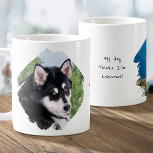 Modern Custom 2 Photo Paint Brushstroke Dog Coffee Mug