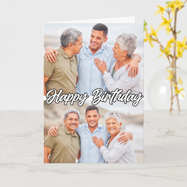Modern Custom 2-photos Template Happy Birthday (Yellow Flower)