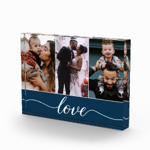 Modern Custom 3 Photos Love Script Blue