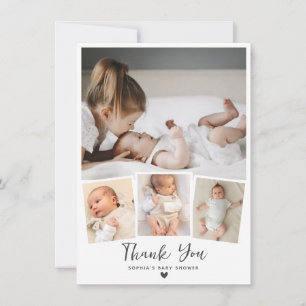 Modern Custom 4 Photo Baby Shower Thank You Card