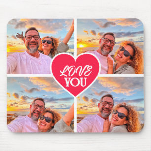 Modern Custom 4-photo Template Collage Mouse Mat