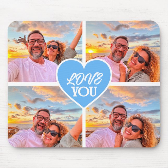Modern Custom 4-photo Template Collage Mouse Mat (Front)