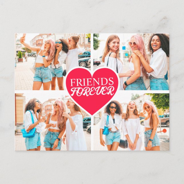 Modern Custom 4-photo Template Collage Postcard (Front)