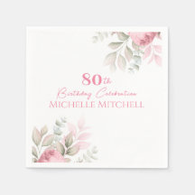 Modern Custom 80th Birthday Pink Floral  