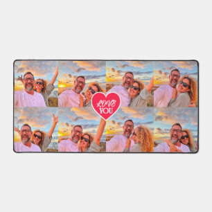Modern Custom 8-photos Heart Collage Desk Mat