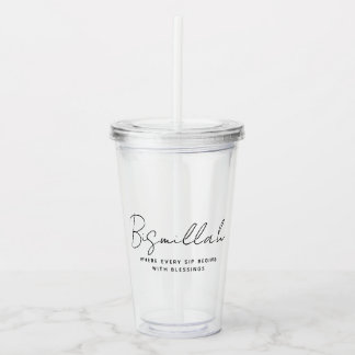 Modern Custom Arabic Bismillah Text Black Acrylic Tumbler