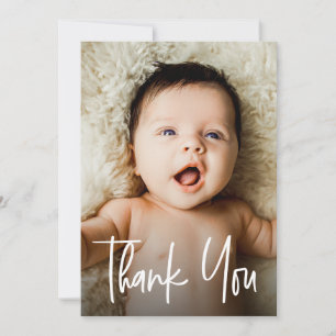 Modern Custom Baby Girl Shower Photos Thank You Card