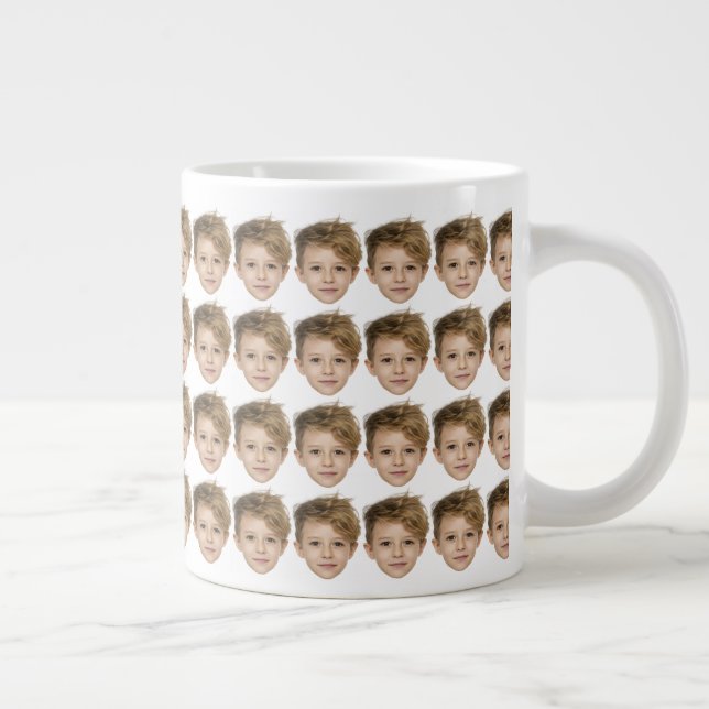 Modern Custom Baby Pattern Face Grandpa Birthday  Large Coffee Mug (Right)