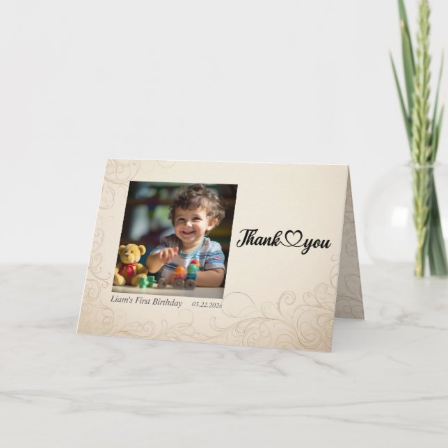 Modern Custom Baby Thank You Note Card (Front)