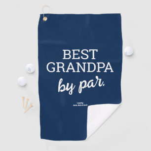 Modern Custom Best Grandpa by Par Blue Golf Towel