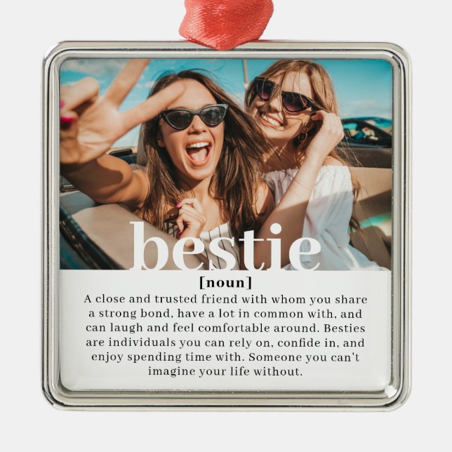 Modern Custom Bestie Meaning Best Friends Metal Tree Decoration (Front)