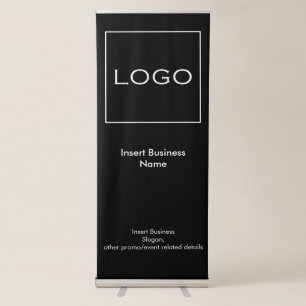 Modern Custom Black and White Business Logo, Photo Retractable Banner