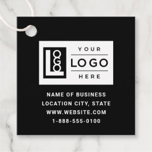 Modern Custom Black Business Logo and QR Code Favour Tags