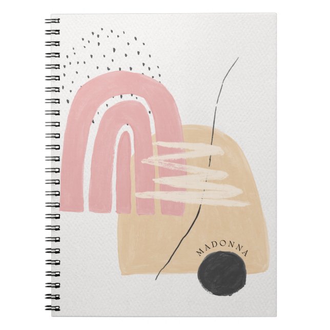 Modern Custom Blush Pink Rainbow Notebook (Front)