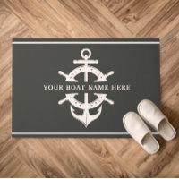 Modern Custom Boat Name Ship’s Wheel Helm Anchor