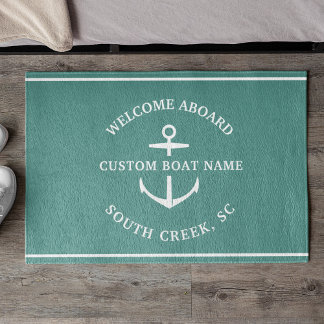 Modern Custom Boat Name Welcome Aboard Anchor Door Doormat