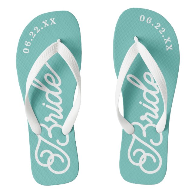 Modern Custom Bridal Wedding Colour Flip Flops (Footbed)