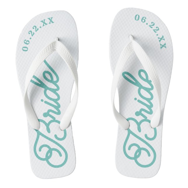 Modern Custom Bridal Wedding Colour Flip Flops (Footbed)