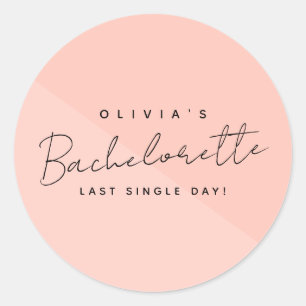 Modern Custom Bride Name Bachelorette Party Pink  Classic Round Sticker