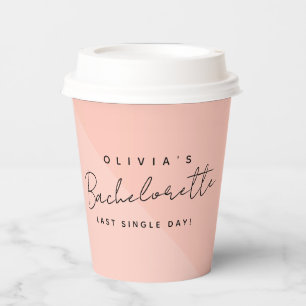 Modern Custom Bride Name Bachelorette Party Pink Paper Cups