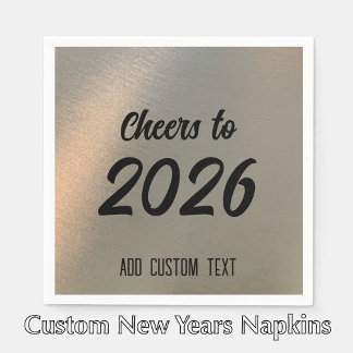 Modern Custom Brushed Metal 2026 New Years Party Napkin