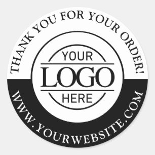 Modern Custom Busines Logo Promotional Black White Classic Round Sticker