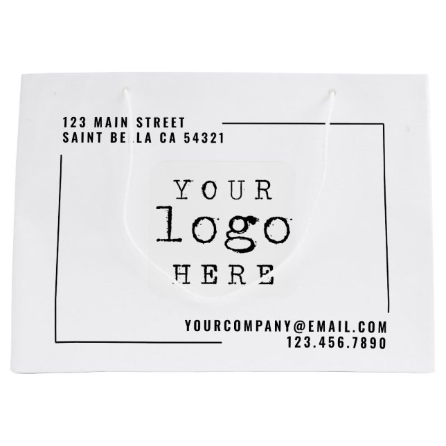Modern Custom Business Company Logo  Large Gift Bag (Front)