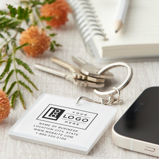 Modern Custom Business Logo and QR Code Key Ring (Front Right)