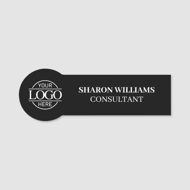 Modern Custom Business Logo Magnetic Employee Name Tag (Front)