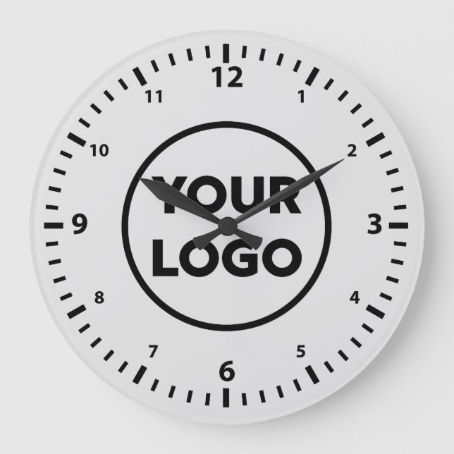 Modern Custom Business Logo on Grey Large Clock (Front)