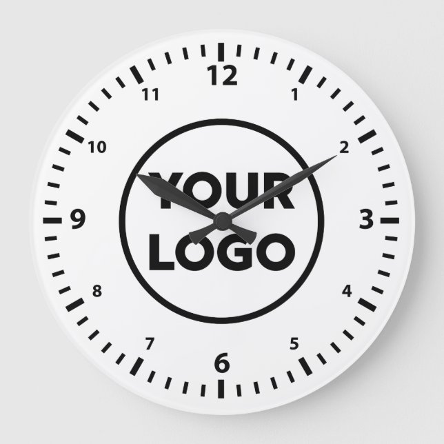 Modern Custom Business Logo on White Background Large Clock (Front)