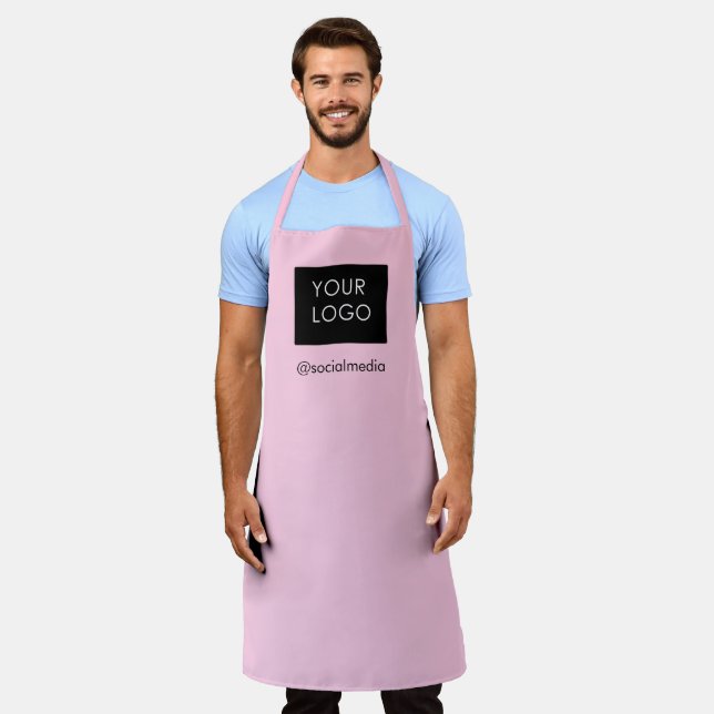 Modern Custom Business Logo Pale Pink Apron (Worn)