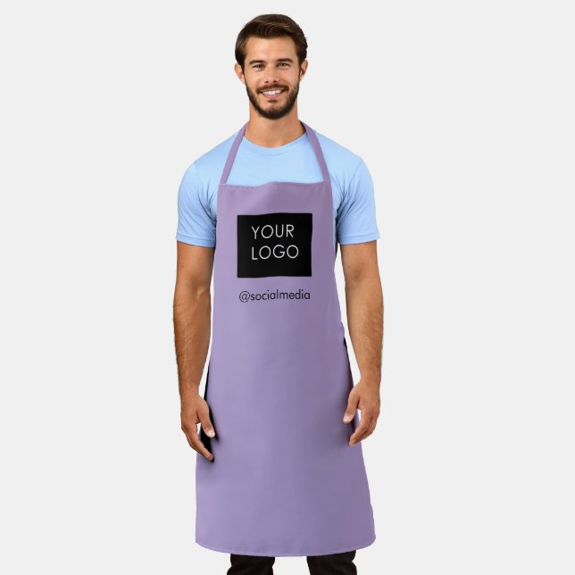 Modern Custom Business Logo Pale Purple Apron (Worn)