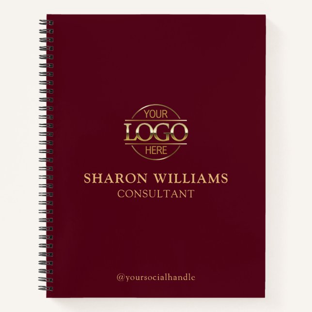Modern Custom Business Logo Professional Branded Notebook (Front)