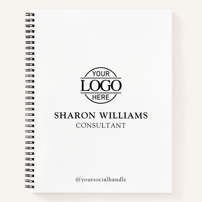 Modern Custom Business Logo Professional Branded Notebook (Front)