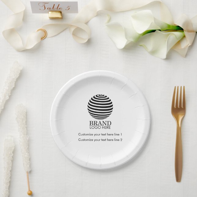 Modern Custom Business Logo Promotional Gift Paper Plate (Wedding)