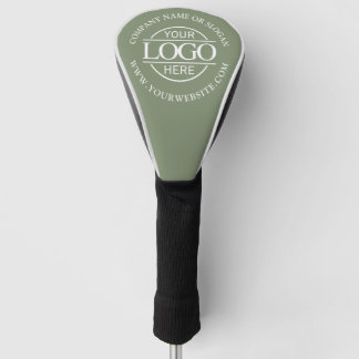 Modern Custom Business Logo Sage Green Branded  Golf Head Cover