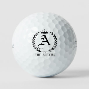 Modern Custom Business Name Letter Black Fonts Golf Balls