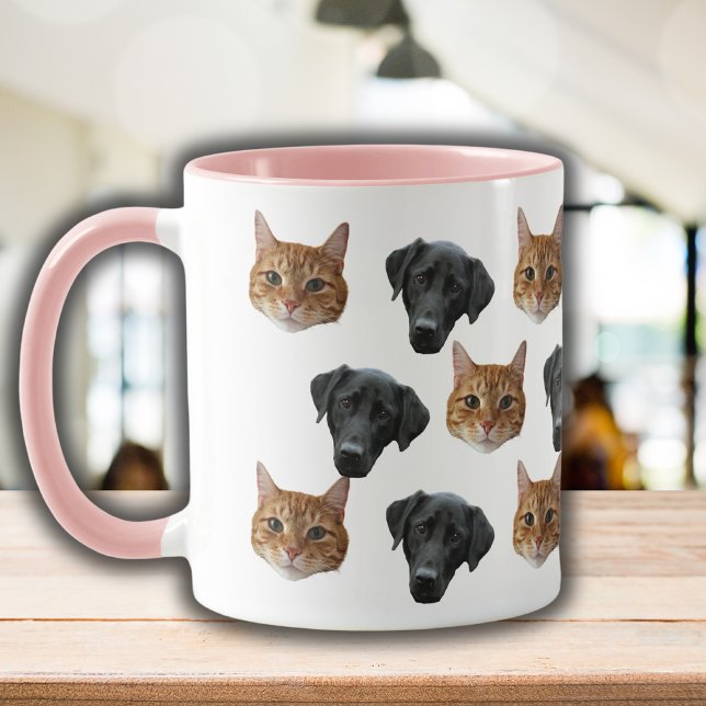 Modern Custom Cat Dog Photo Face 2 Photos Mug (Creator Uploaded)
