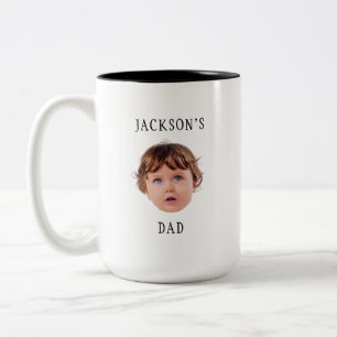 Modern Custom Child Face grandparents mom birthday Two-Tone Coffee Mug