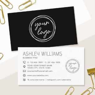 Modern Custom Color Logo Professional Black Business Card