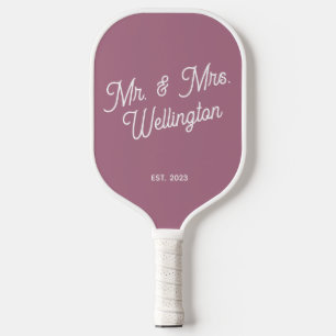Modern Custom Colour Script Wedding Couple Name Pickleball Paddle